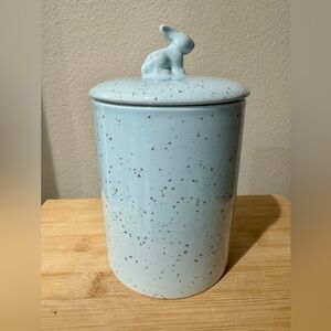 Stanford Hill Speckled Blue Ceramic Jar with Bunny Lid, Easter